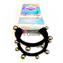 Elastice pentru codite Cod EL025DD, set 4 bucati Negre cu Perle